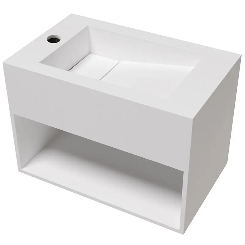 I lager Tvättställ Lavabo Asti Solid Surface med Hylla 500x310 mm Ma
