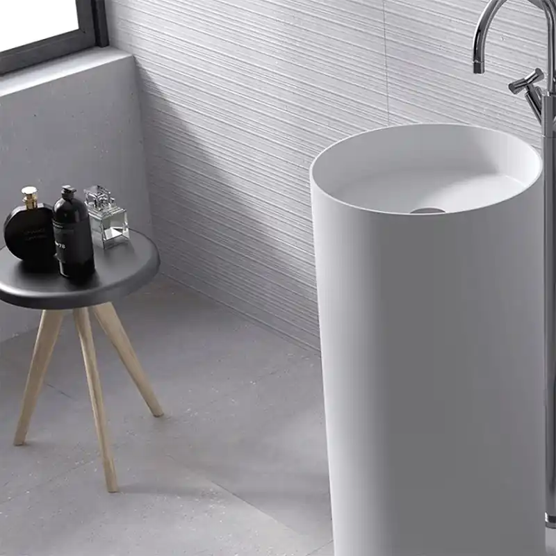 Trygg betalning Tvättställ Lavabo Como 23015 Solid Surface Ø390 mm Mattvit
