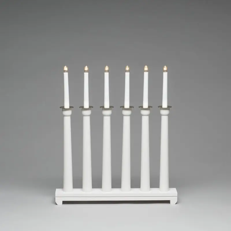 Nyhet Adventsljusstake Konstsmide 3976 6 Ljus Trä Vit