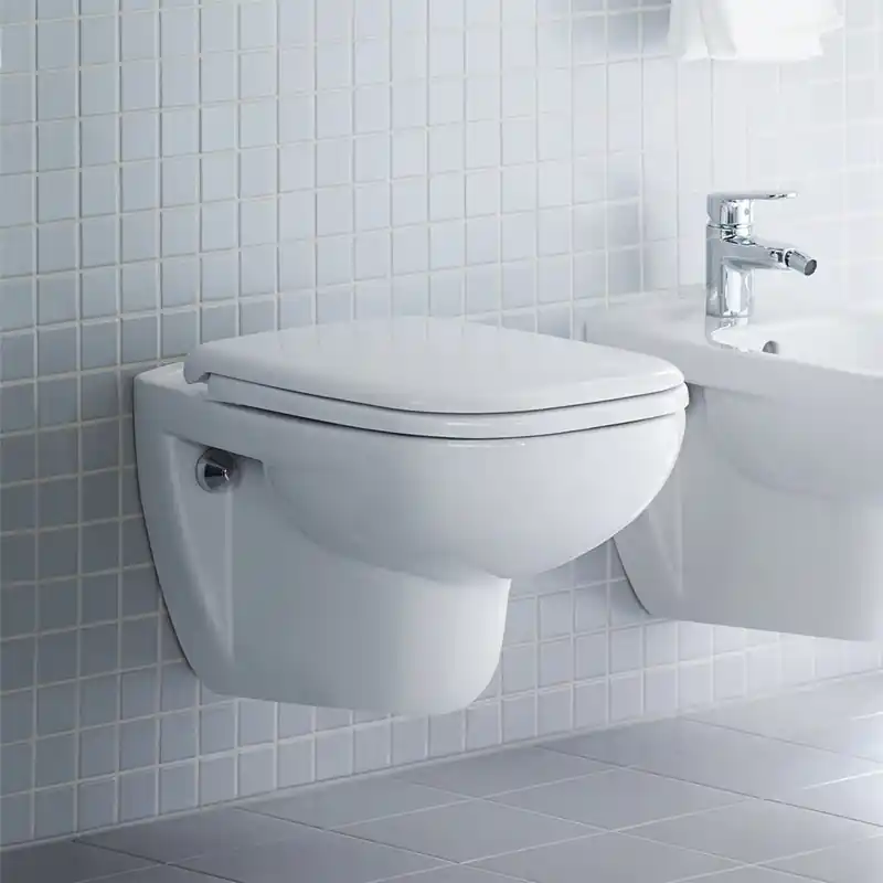 Beställ idag Vägghängd Toalettstol Duravit D-Code 257009 Rimless Vit