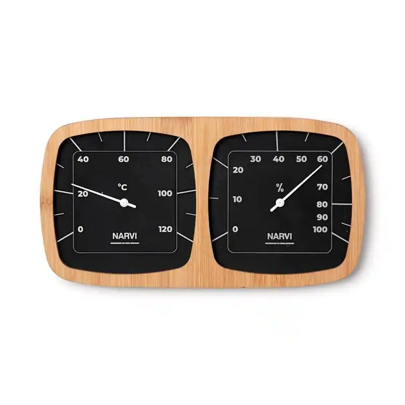 Bastutermometer Narvi Thermo-Hygrometer Aluminium/Bambu I lager