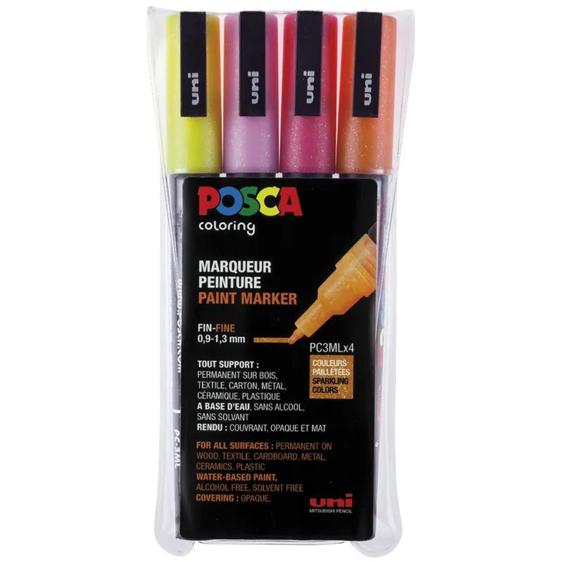 Posca PC3 glitter set, varma kulörer Begränsat antal