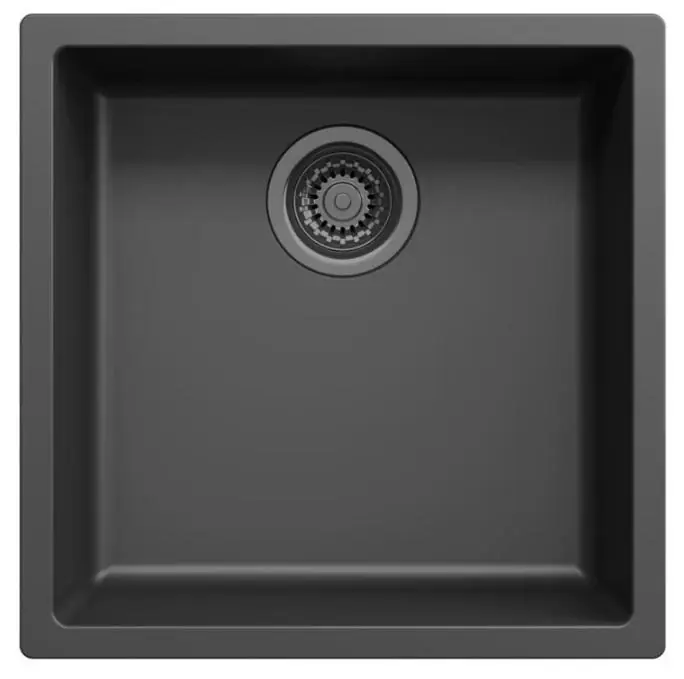 Extra rabatt Svart diskho 40 x 40 cm, för under- och ovanmontering, med automatisk avloppsplugg i gun metal 1208971854