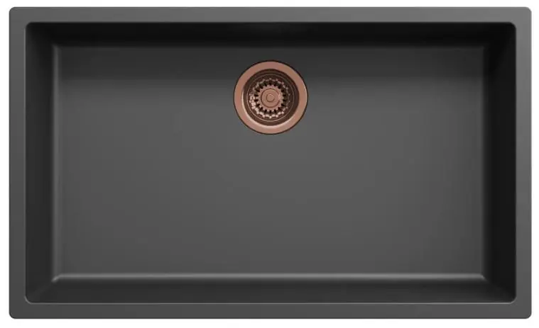 I lager Stort svart diskho, 70 x 40 cm, för under- och ovanmontering, med automatisk kopparpropp 1208971863
