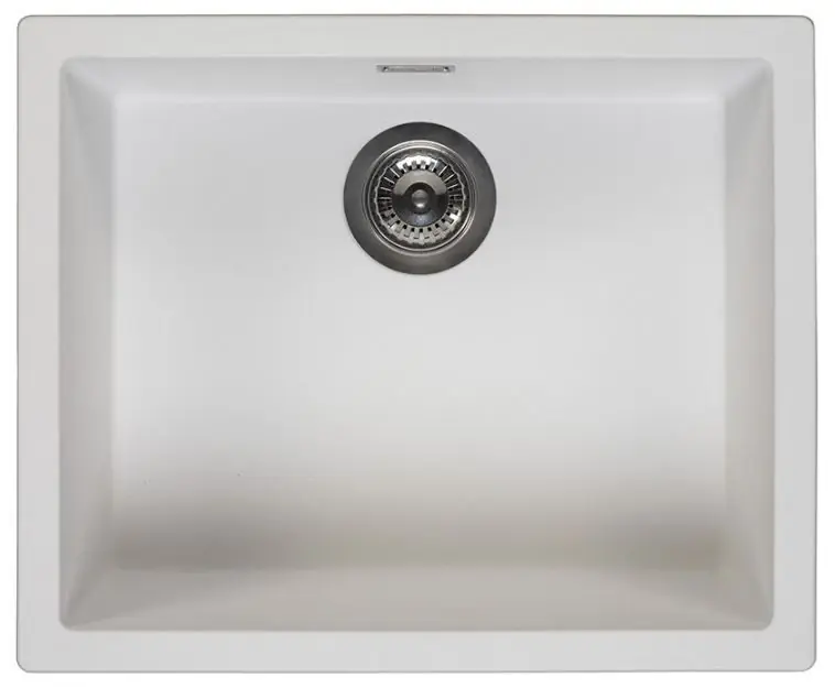 Vit diskho 50 x 40 cm, för under- och ovanmontering, med automatisk avloppsplugg i gun metal 1208971902 Premium