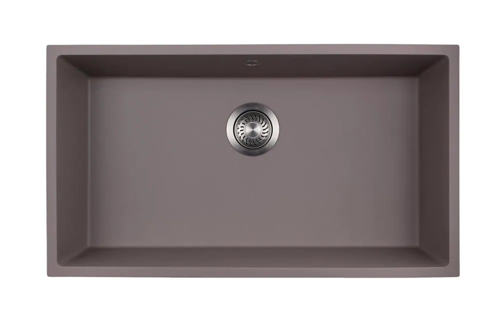 Outlet GraniteMy Universal Stort diskbänk i taupefärgad granit, 74 x 40 cm, för montering ovanpå, under eller i bänkskivan, med rostfri avloppsplugg 1208972249