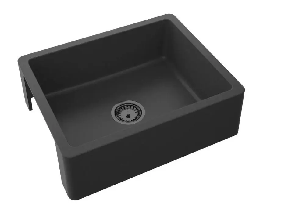 GraniteMy Traditionell Lantlig Diskho - 2-sidig Granit Diskbänk 60x48 cm Svart undermonterad med gun metal plugg 1208968032 Outlet