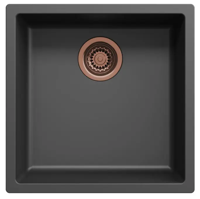 I lager Svart diskho 40x40 cm undermonterad, toppmonterad och planmonterad med kopparplugg 1208968033