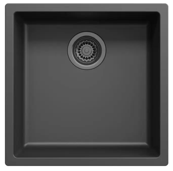 Trygg betalning Svart diskho 40x40cm undermontering, övermontering och planmontering med gun metal-plugg 1208968035