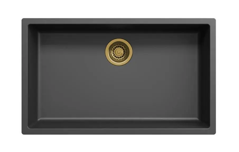 Svart stor diskho 70x40 cm, undermonterad, uppmonterad och planmonterad med guldplugg 1208968040 Sänkt pris