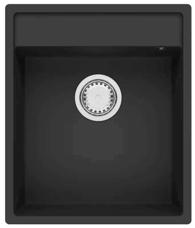 GraniteMy Bremen Granitho Vask 44x52 cm Svart – Ovanpåliggande, Underliggande och Planmontering med Blandarhål och Rostfri Propp 1208969991 Begränsat erbjudande