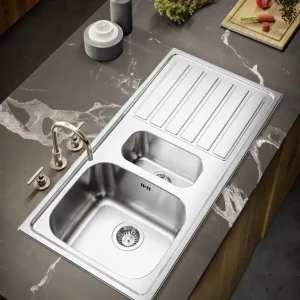 Banka Centurio 100-15 Rostfritt Stål 1,5 Diskho ovanpå 100 x 50 cm med Avtorkningsyta 1208970035 Kundfavorit