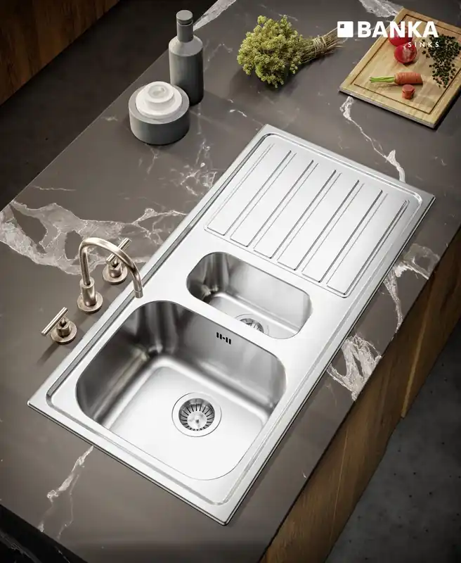 Banka Centurio 100-15 Rostfritt Stål 1,5 Diskho ovanpå 100 x 50 cm med Avtorkningsyta 1208970035 Kundfavorit