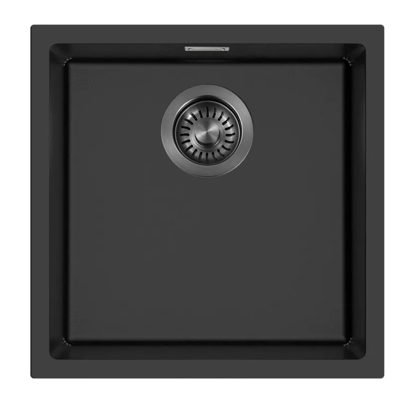 Pure.Sink Eternal Quartz svart diskho 40x40 cm, för infälld montering och undermontering, med automatisk avtappnings Gun metal Sista chansen