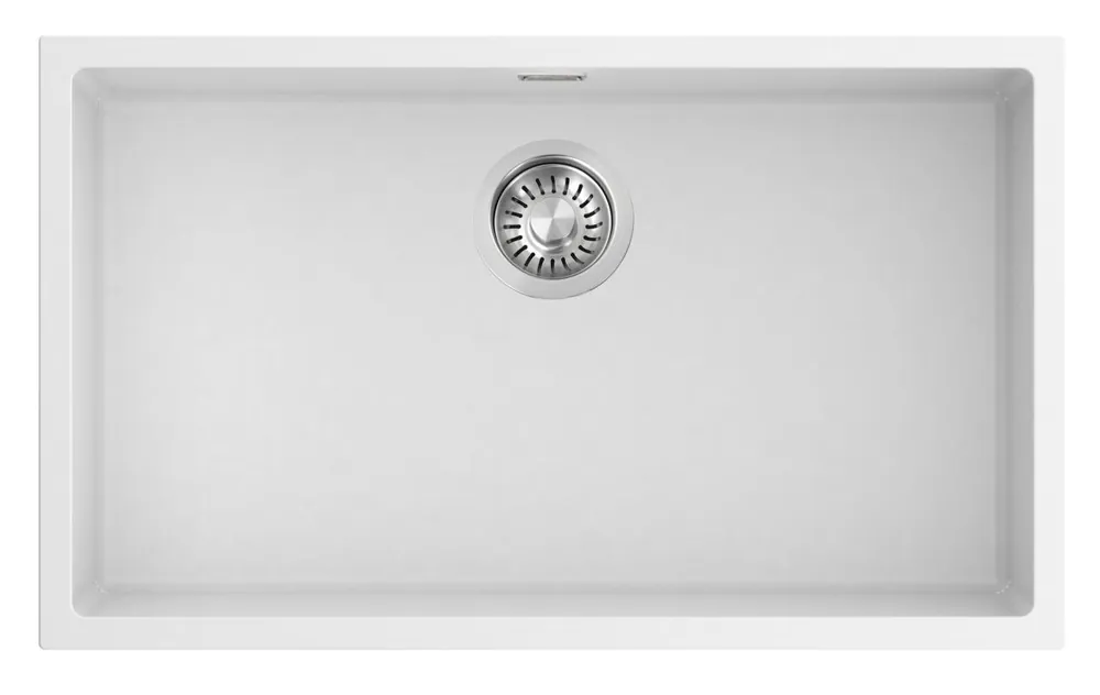 Pure.Sink Eternal Quartz vit diskho 70x40 cm, för under- och ovanmontering med rostfri avloppsplugg Reapris