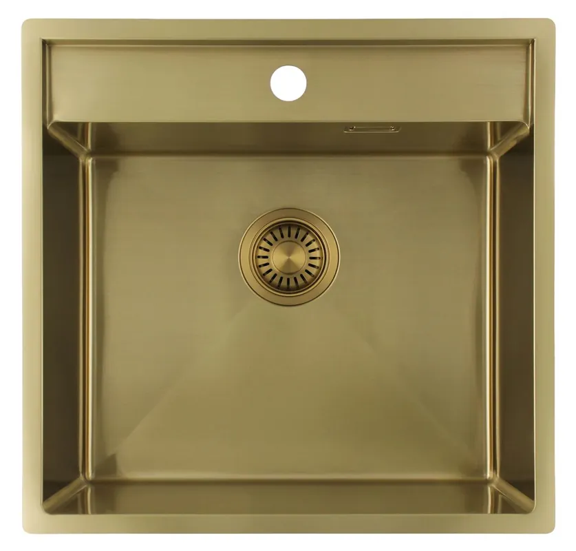 Fynd Pure.Sink Luxion Guldfärgad diskho 51x50 cm Tapwing med kranhål PLX5150T-60