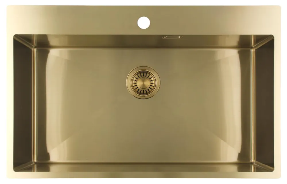 Sista chansen Pure.Sink Luxion Stor gulddiskho 78x50 cm Tapwing med kranhål PLX7850T-60