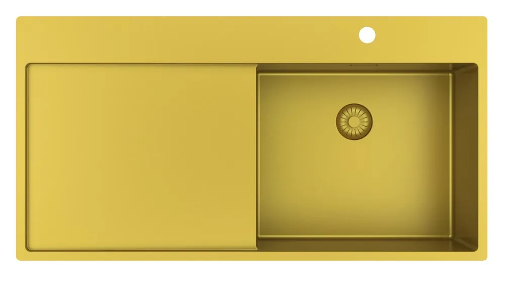 Pure.Sink Exclusivo Guldfärgad diskho med avrinningsyta 100x52 cm Kranvinge höger PEX47100RT-60 Endast denna vecka