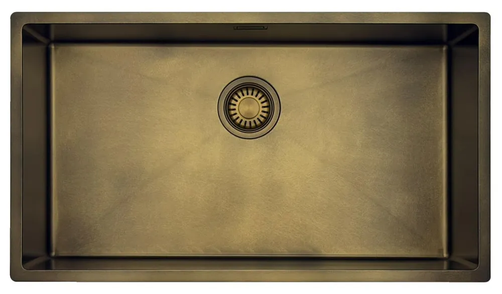 Pure.Sink Luxion Stor PVD antik bronsdiskho 74x40 cm underbyggd, infälld och påbyggd med bottenhylla PLX7440-64 Expressleverans