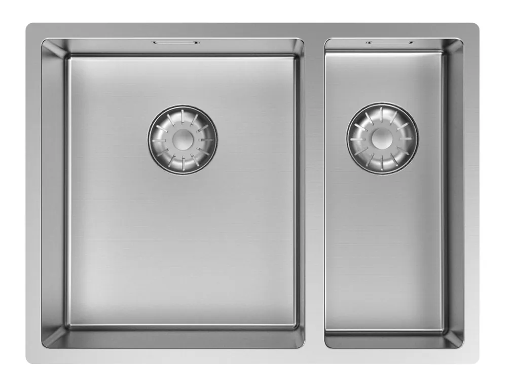 Pure.Sink Comfort 1,5 (en och en halv) diskho i rostfritt stål, 34+18 cm, stor korg till vänster, PCM341840-02 Säker betalning