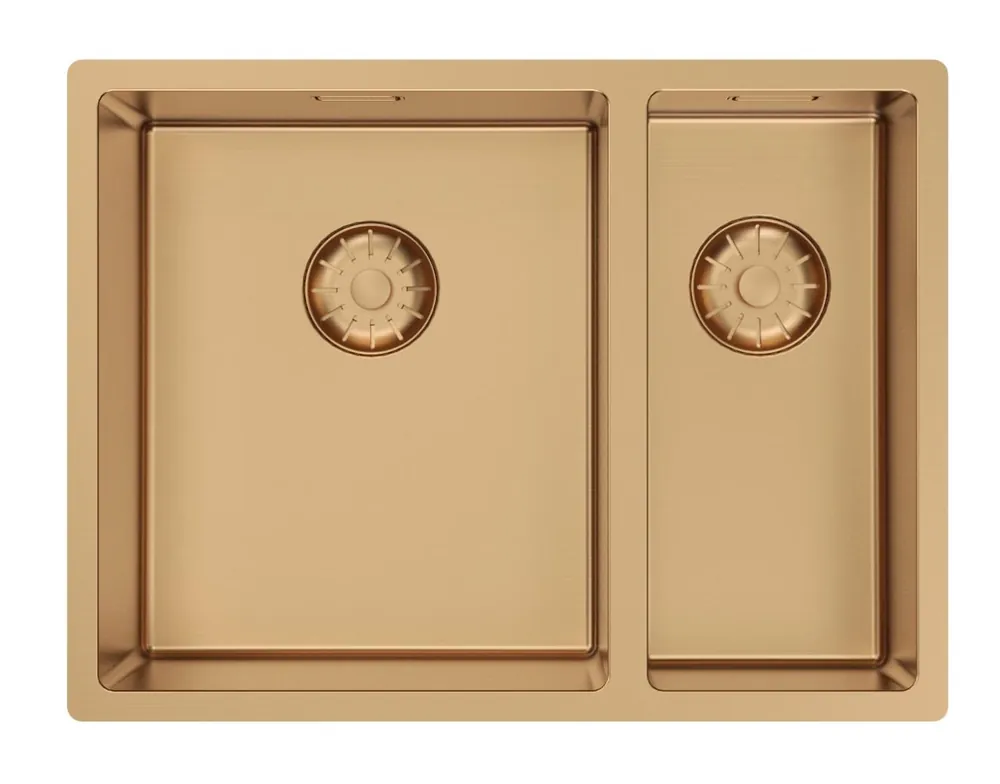 Pure.Sink Comfort 1,5 (en och en halv) PVD-rosafärgad kopparhandfat, 34+18 cm stor, vänstermonterad, PCM341840-62 Beställ nu