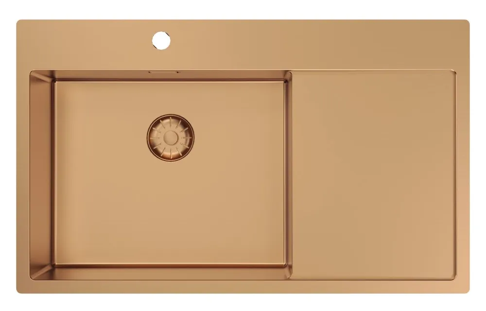 Pure.Sink Comfort PVD-rosafärgad kopparhandfat med avrinningsdel, 86x52 cm, kranarm till vänster, PCM5086LT-62 Billig