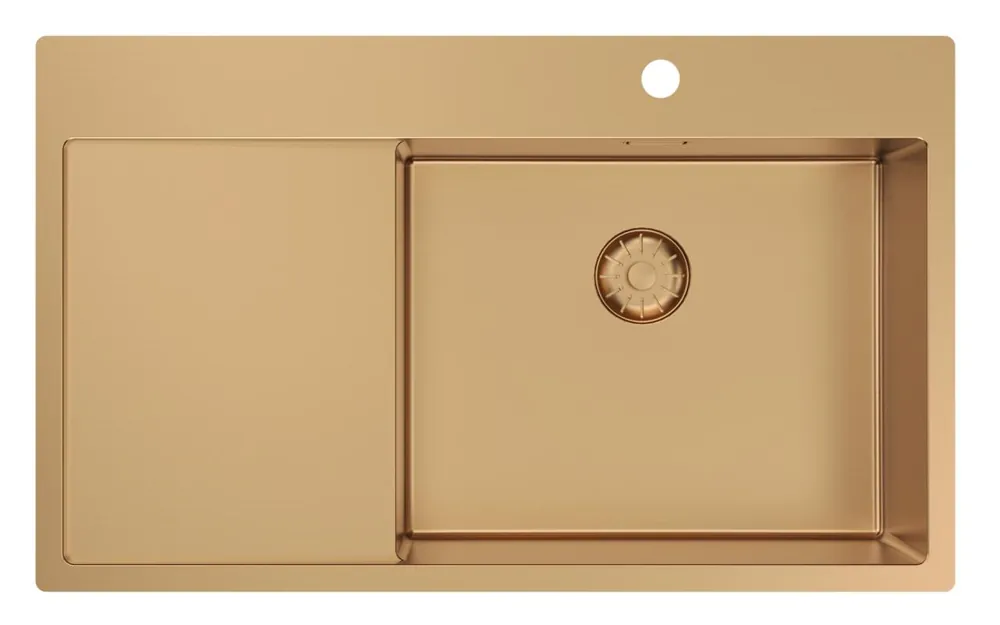 Sänkt pris Pure.Sink Comfort rosa Kopparhandfat med avrinningsdel 86x52 cm Kranarm till höger PEX5086RT-62