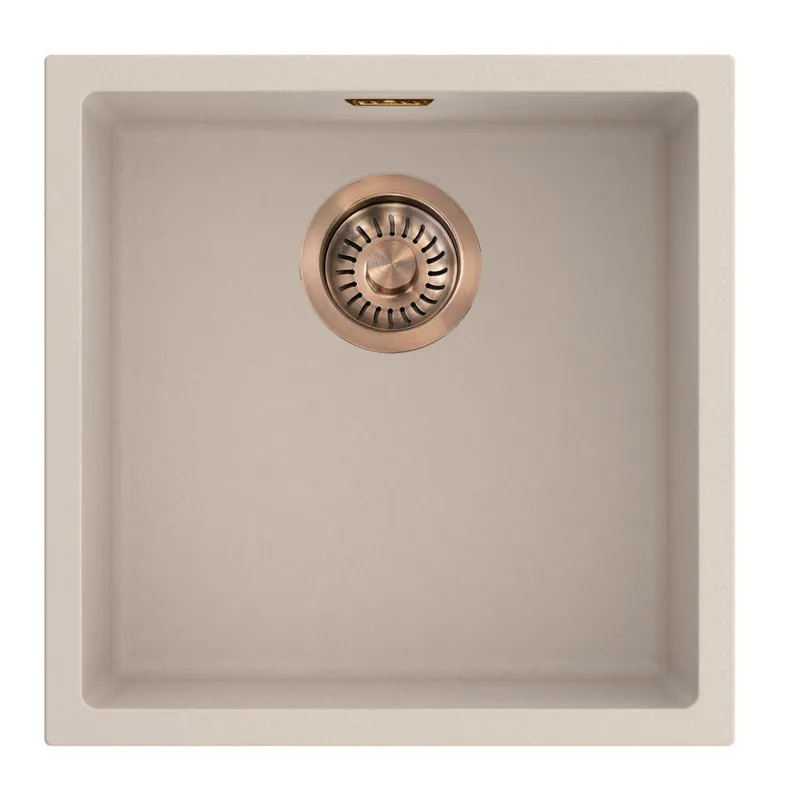 Pure.Sink Eternal Quartz Coffee cream Diskho 40x40 cm, infälld och undermonterad med automatisk kopparpropp Beställ idag