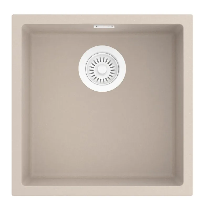 Endast idag Pure.Sink Eternal Quartz Coffee cream Diskho 40x40 cm, infälld och undermonterad med automatisk vit propp