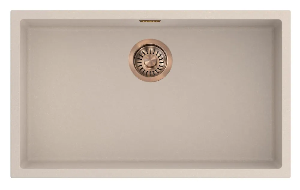 Pure.Sink Eternal Quartz Coffee cream Diskho 70x40 cm, infälld och undermonterad med kopparpropp Fynd