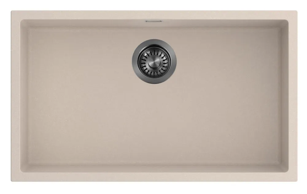 Fynd Pure.Sink Eternal Quartz Coffee cream Diskho 70x40 cm, infälld och undermonterad med -avlopp Gun metal