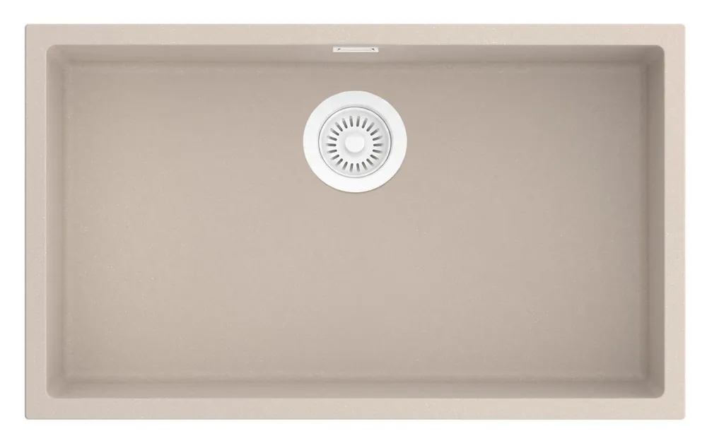 Snabb leverans Pure.Sink Eternal Quartz Coffee cream Diskho 70x40 cm, infälld och undermonterad med automatisk vit propp