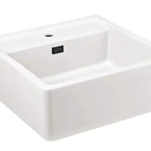 Ausmann Ceramic Panor Shade Keramisk vit butlerskål - Underbyggnad och mellanbyggnad 630 x 597 mm med kranhål och matt svart plugg 1208970554 Endast denna vecka