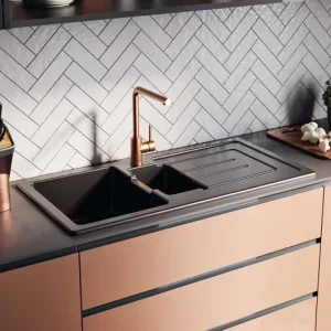 Ausmann Ceramic Sylva 1,5 Keramisk Svart matt Diskbänk med avrinningsdel 1000 x 500 mm 1208971127 Säker betalning