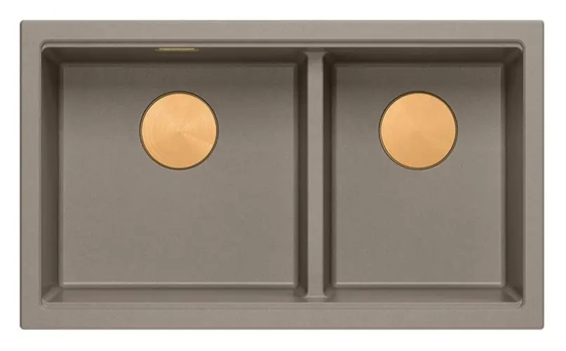 Beställ idag Quadri Newport II Dubbel Taupe Granit Infälld Diskho 76x45 cm med Kopparplugg 1208971362