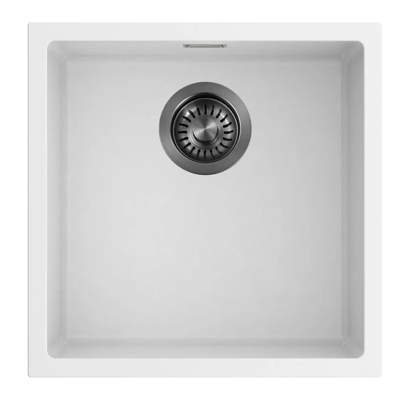 Pure.Sink Eternal Quartz vit diskho 40x40 cm, för infälld montering och undermontering, med automatisk avtappnings Gun metal Begränsat antal