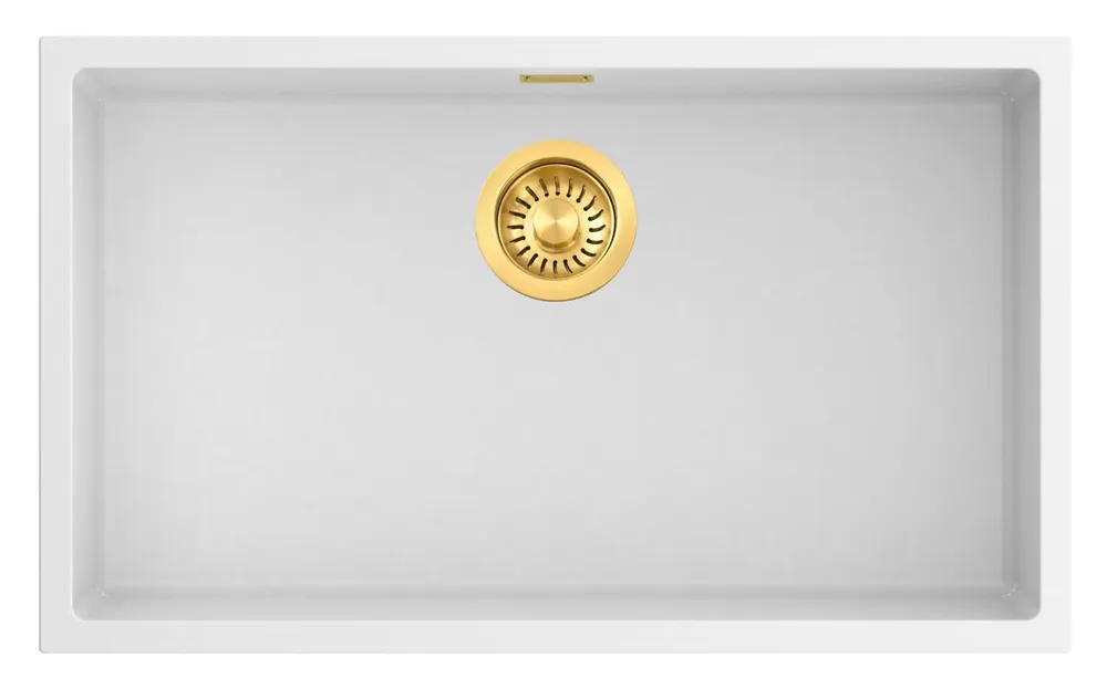 Pure.Sink Eternal Quartz vit diskho 70x40 cm, för infälld montering och undermontering, med automatisk guldplugg Erbjudandepris