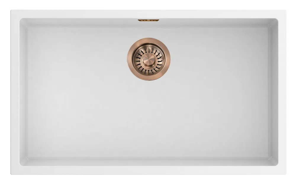 Erbjudandepris Pure.Sink Eternal Quartz vit diskho 70x40 cm, för infälld montering och undermontering, med automatisk kopparpropp