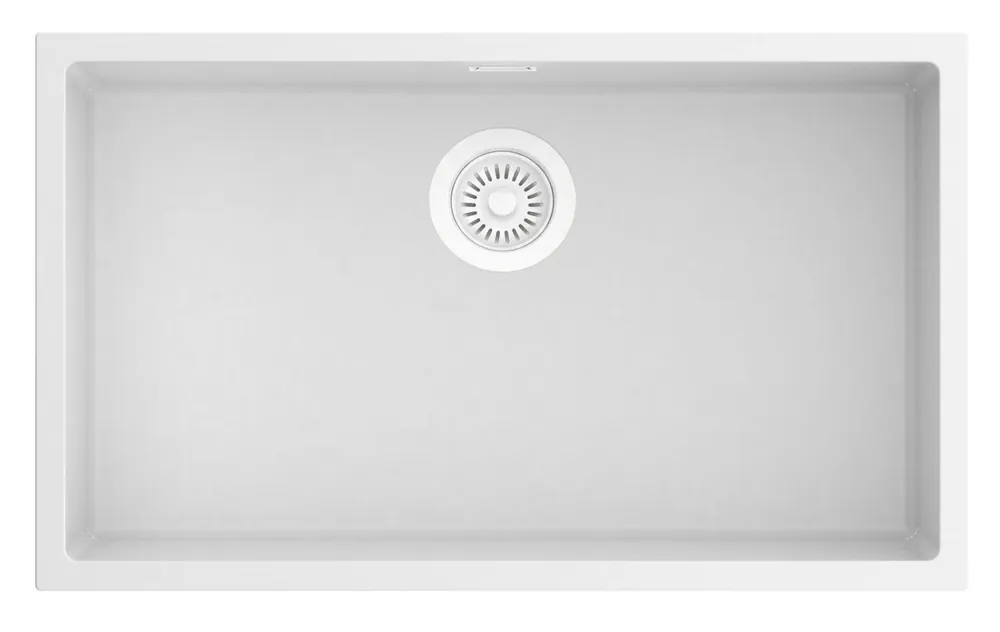 Pure.Sink Eternal Quartz vit diskho 70x40 cm, för infälld montering och undermontering, med automatisk vit propp Sista chansen