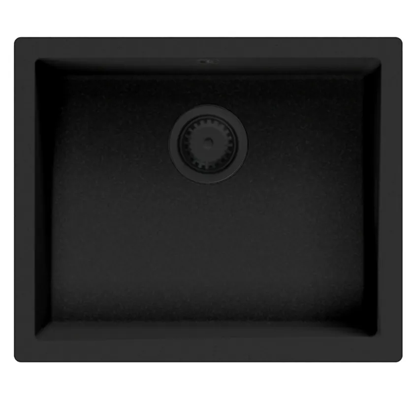 Rabatt GraniteMy Universal granit svart diskho 50x40 cm svart inbyggd undermonterad och flushmonterad med svart plugg 1208967129