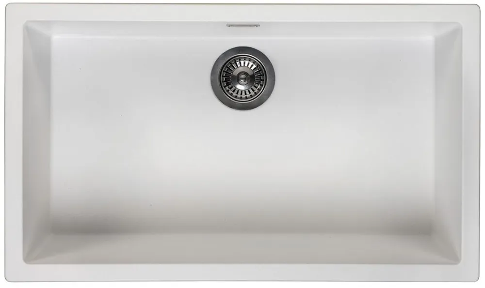 Stor vit diskho, 70 x 40 cm, för under- och ovanmontering, med rostfri avloppsplugg 1208956402 Säker betalning