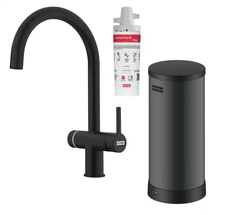 Franke Maris vattennav 7L panna 3-i-1 med Touch elektronisk kokande vattenkran mattsvart 160.0713.604 Kampanj