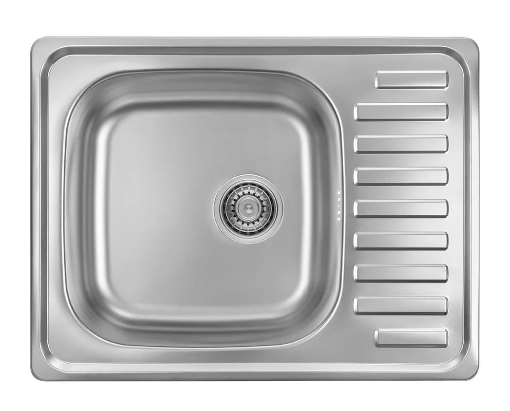 Snabb leverans Ausmann Basic rostfri ståldiskbänk med avrinningsyta, vändbar, 64x48 cm inklusive vattenlås 1208956968