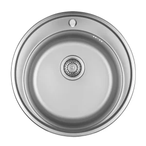 Ausmann Basic rostfritt stål inbyggd rund diskho med kranhål 51 cm inklusive vattenlås 1208956976 Sänkt pris