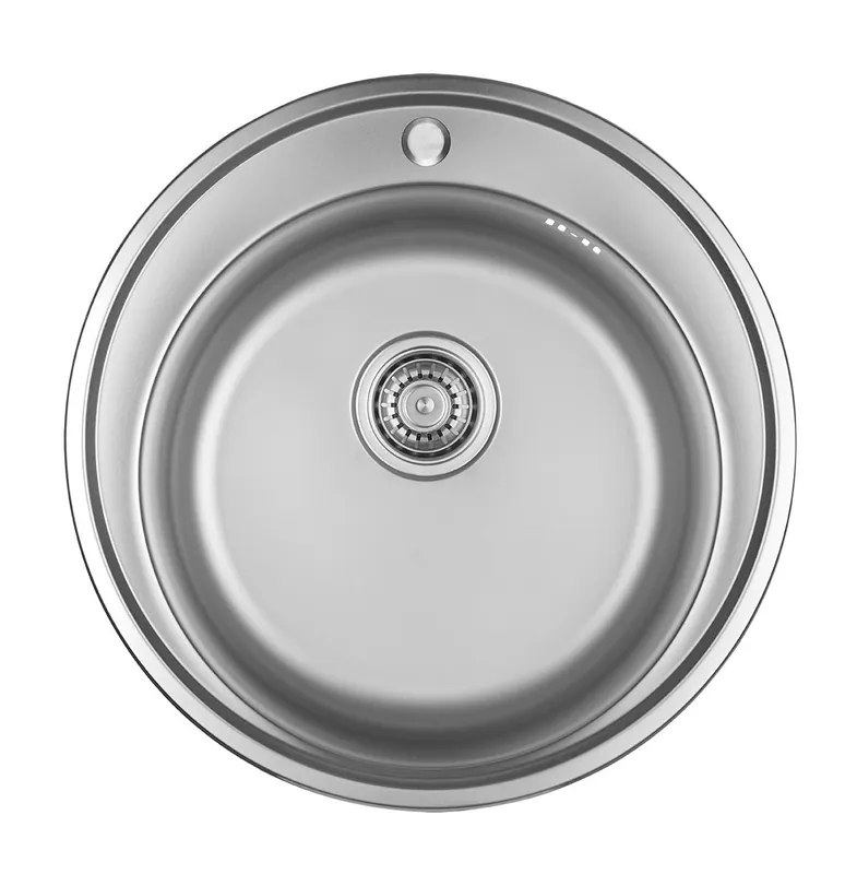 Ausmann Basic rostfritt stål inbyggd rund diskho med kranhål 51 cm inklusive vattenlås 1208956976 Sänkt pris