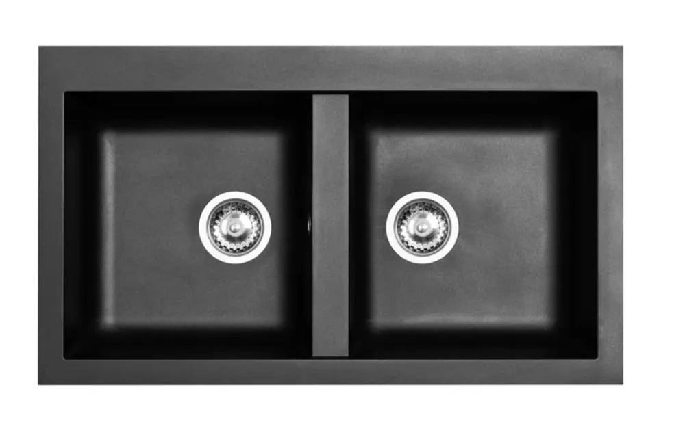 Ausmann Fibre dubbel diskho svart plast övermontering 86x50cm 1208957669 Begränsad tid