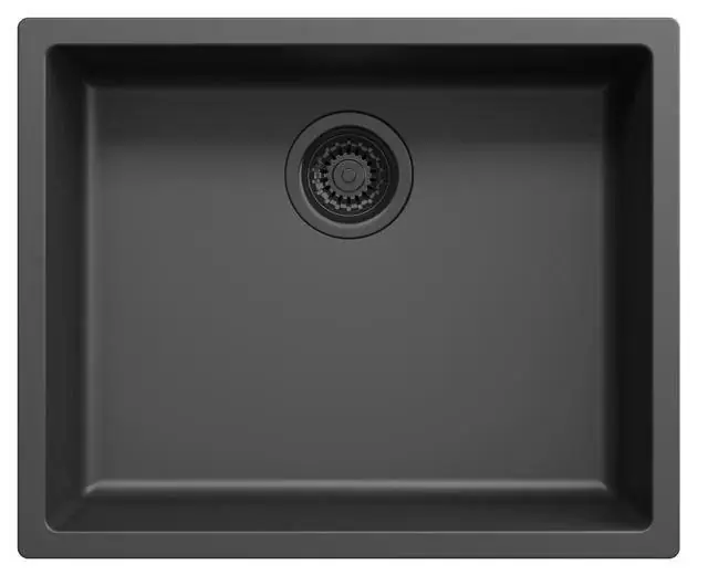 Premium Svart diskho 50 x 40 cm, för under- och ovanmontering, med automatisk svart avloppsplugg 1208971856
