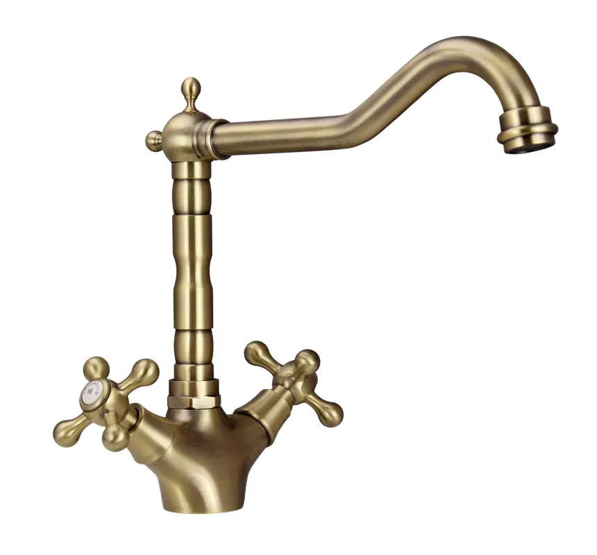 Nedsatt pris Aquanello Heritage Ascot Klassisk kök Nostalgisk kökskran Brons med vinklad utlopp BN-4002-HA