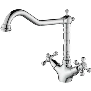 AquaTrimo Windsor klassiskt kök nostalgisk kökskran med vinklad pip krom 21WS7531CM Fynd