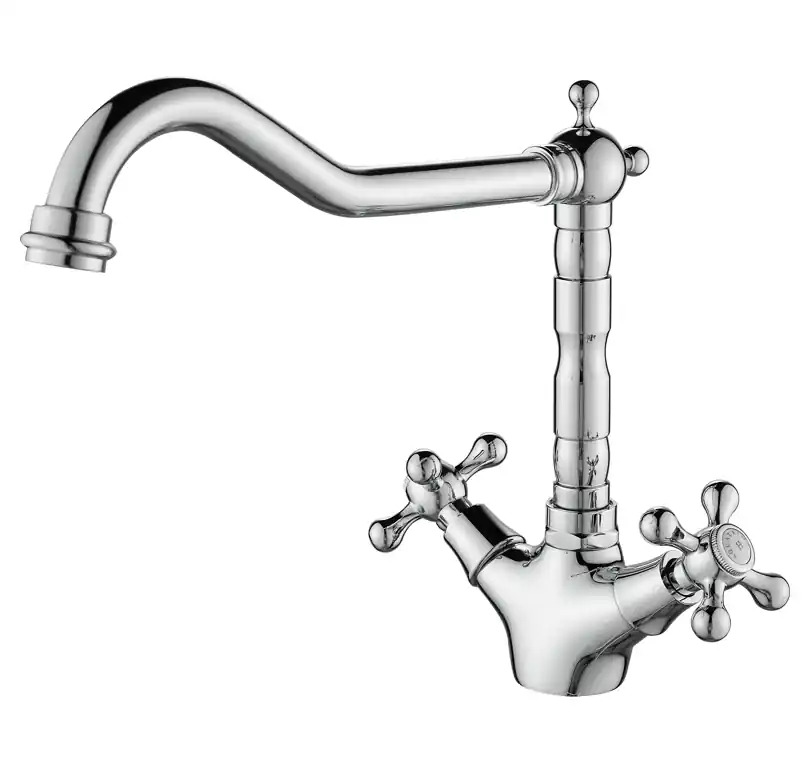 AquaTrimo Windsor klassiskt kök nostalgisk kökskran med vinklad pip krom 21WS7531CM Fynd